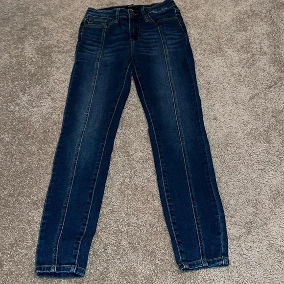 JUDY BLUE Jeans Skinny Fit High Rise Dark Wash Mid Seam Jeans Size 1/25 - I - Picture 1 of 7